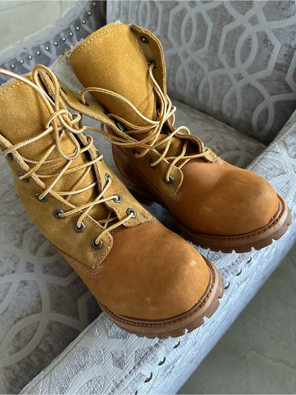 Timberland Two-Tone Wheat and Tan Suede Lace-Up Boots